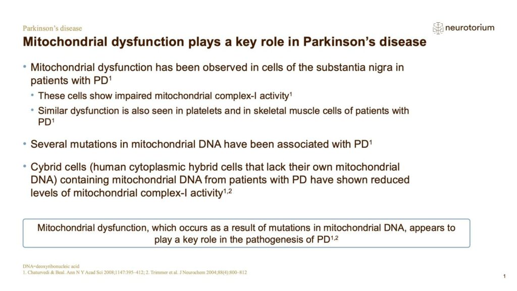 Mitochondrial dysfunction plays a key role in Parkinson’s disease